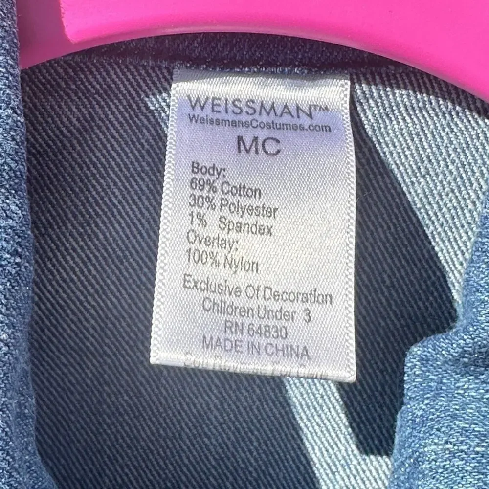 Weissman dance costume jean vest vibrant purple sparkle sequin accents used CM